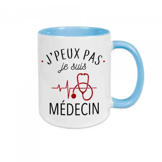 Mug céramique - J’peux pas je suis médecin - Bleu - Mugs