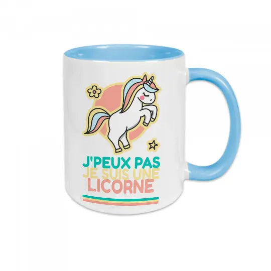 Mug céramique - J’peux pas je suis une licorne - Bleu