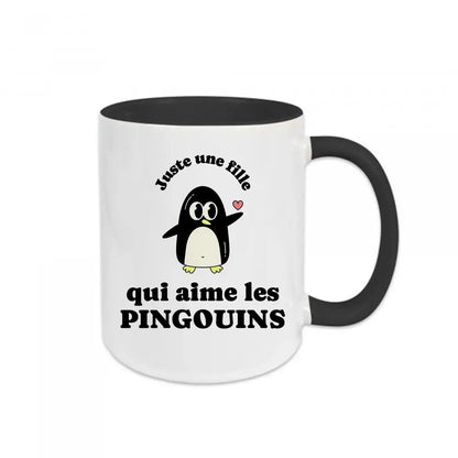 Mug céramique Juste une fille qui aime les pingouins Encre et Créations