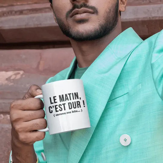 Mug céramique - Le matin c’est dur comme ma bite! Blanc - Mugs