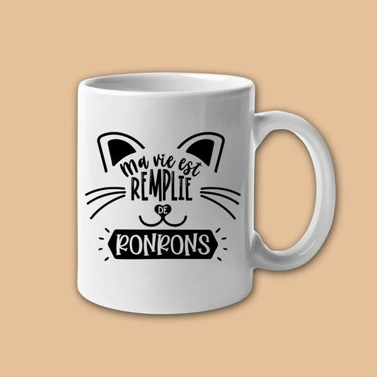 Mug céramique Ma vie est remplie de ronrons