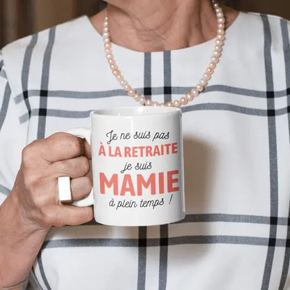 Mug céramique - Mamie à plein temps - Blanc - Mugs
