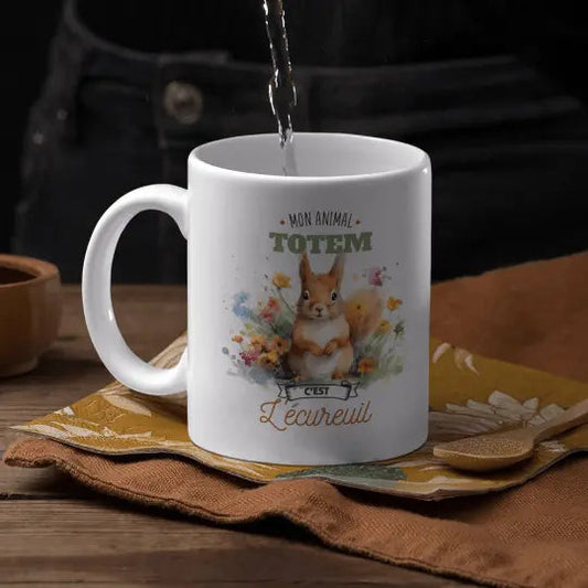 Mug céramique - Mon animal totem c’est l’écureuil - Blanc - Mugs