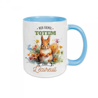 Mug céramique - Mon animal totem c’est l’écureuil - Bleu - Mugs