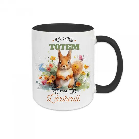 Mug céramique - Mon animal totem c’est l’écureuil - Noir - Mugs