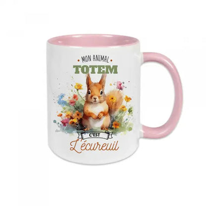 Mug céramique - Mon animal totem c’est l’écureuil - Rose - Mugs