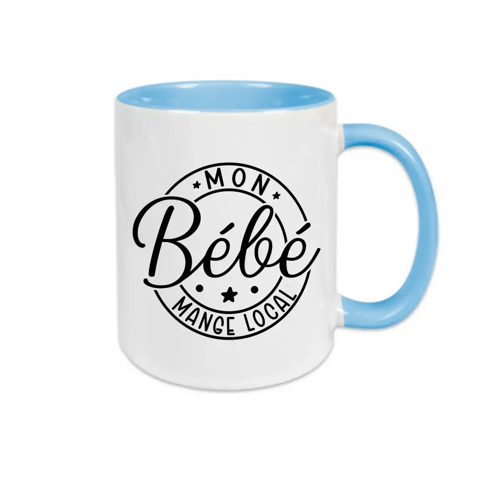 Mug céramique imprimé Mon bébé mange local - Bleu - Mugs