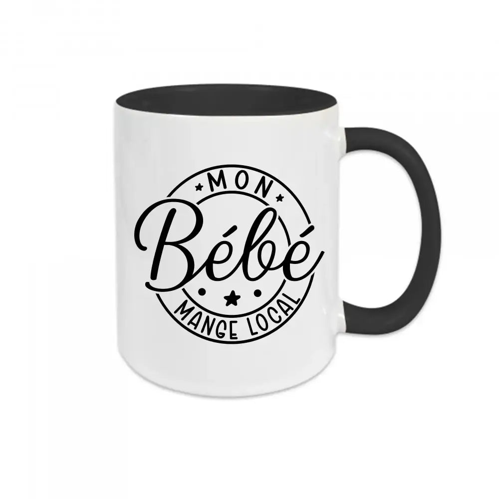 Mug céramique imprimé Mon bébé mange local - Noir - Mugs