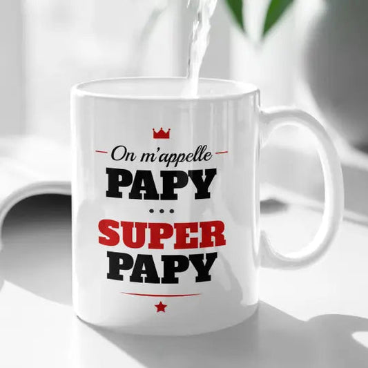 Mug céramique - On m’appelle papy super papy - Blanc