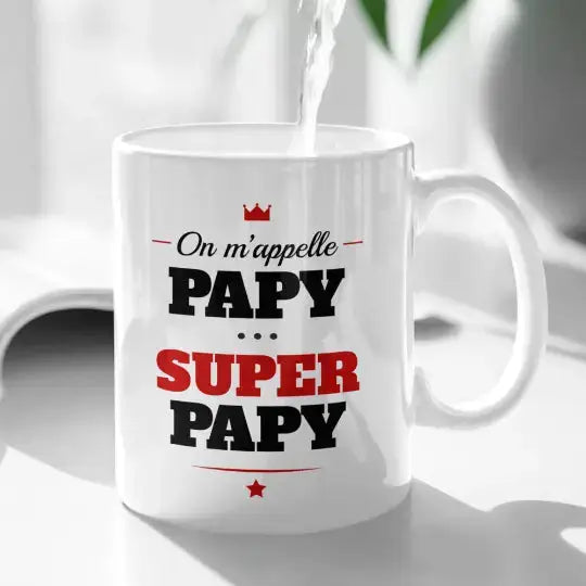 Mug céramique - On m’appelle papy super papy - Blanc