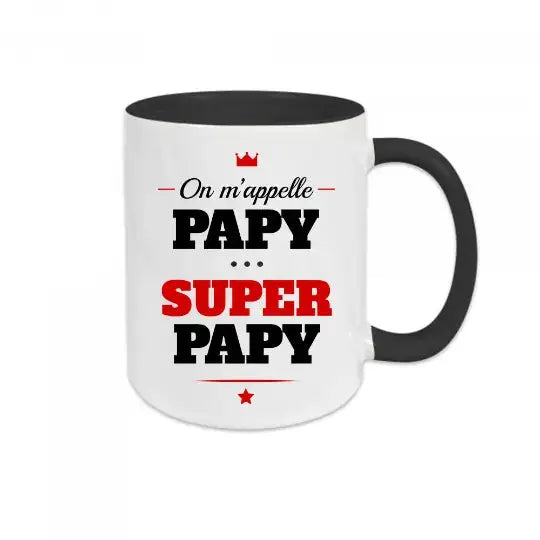 Mug céramique - On m’appelle papy super papy - Noir