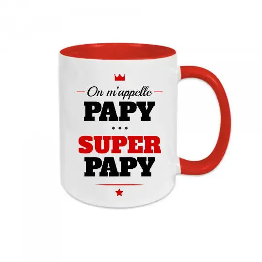 Mug céramique - On m’appelle papy super papy - Rouge