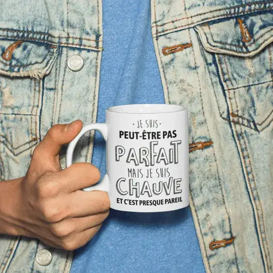 Mug céramique - Pas parfait mais chauve - Blanc - Mugs