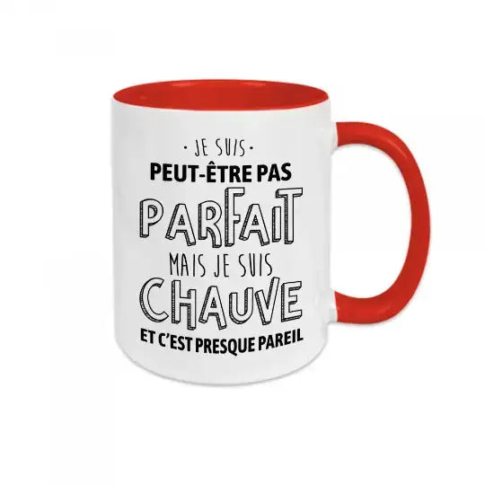 Mug céramique - Pas parfait mais chauve - Rouge - Mugs