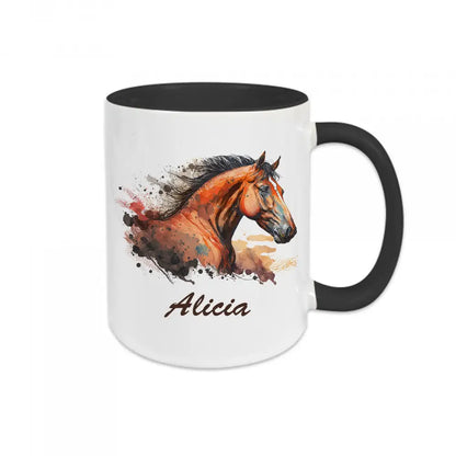 Mug céramique Prénom avec tête de cheval