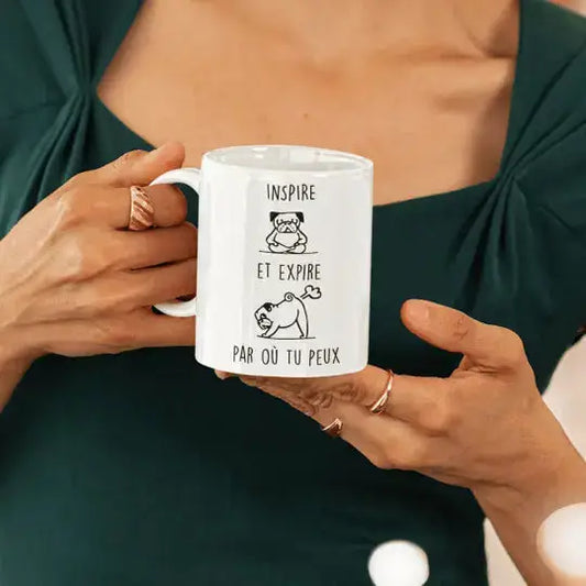 Mug céramique - Respire et expire par où tu peux - Blanc - Mugs