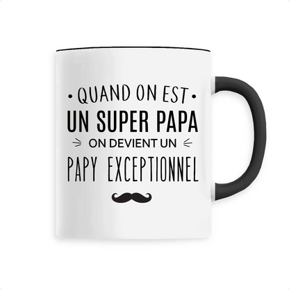Mug céramique - Super papa papy exceptionnel - Noir - Mugs