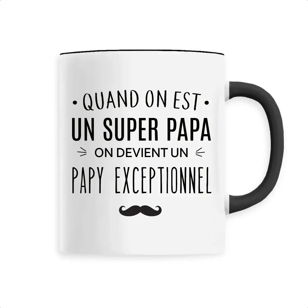Mug céramique - Super papa papy exceptionnel - Noir - Mugs