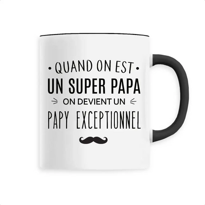Mug céramique - Super papa papy exceptionnel - Noir - Mugs