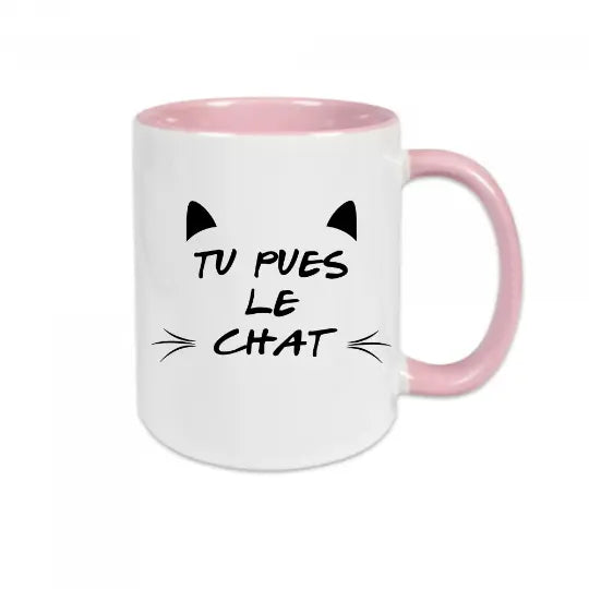 Mug céramique - Tu pues le chat - Rose