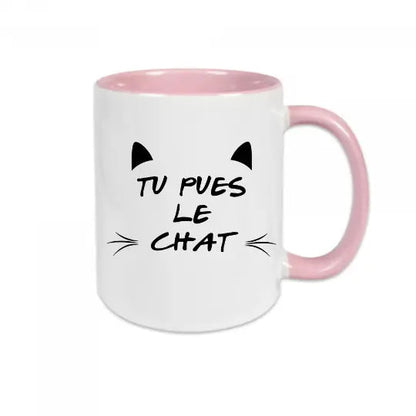Mug céramique - Tu pues le chat - Rose