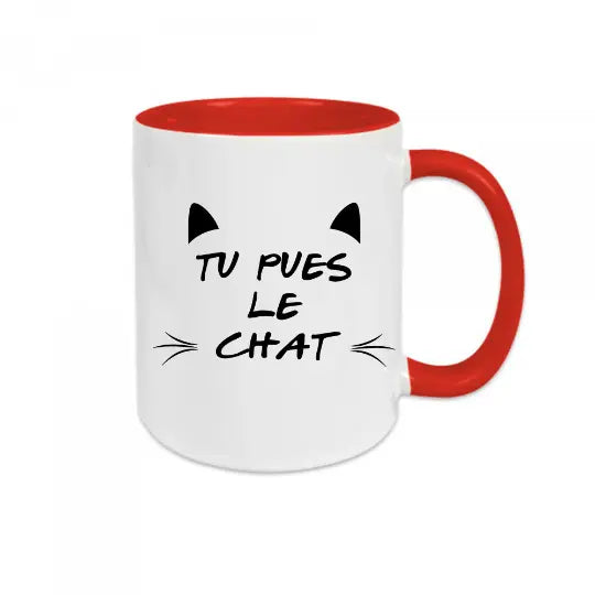 Mug céramique - Tu pues le chat - Rouge