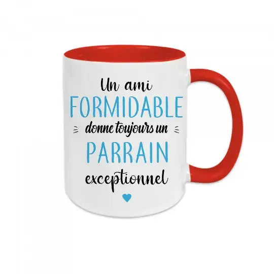 Mug céramique - Un ami formidable donne toujours un parrain exceptionnel - Unique / Rouge