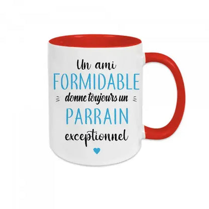 Mug céramique - Un ami formidable donne toujours un parrain exceptionnel - Unique / Rouge