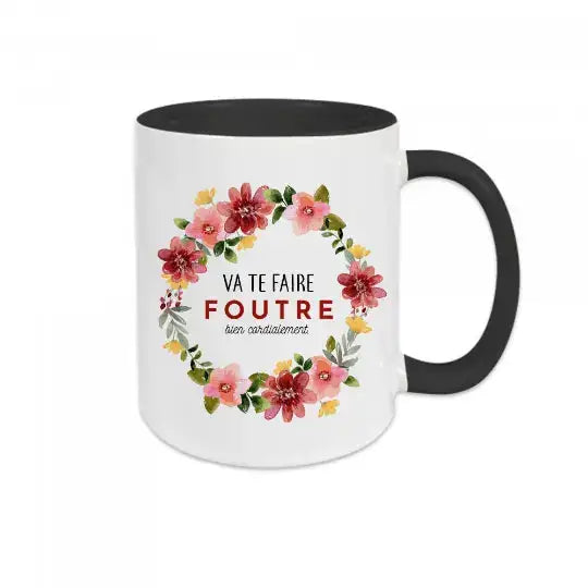 Mug céramique - Va te faire foutre bien cordialement - Noir - Mugs