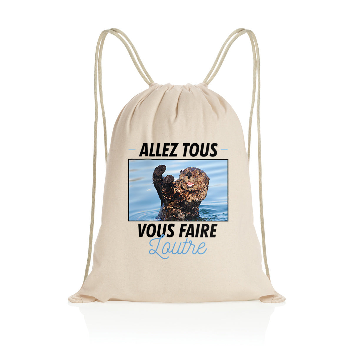 Sac à dos à cordelettes recyclé Allez tous vous faire loutre