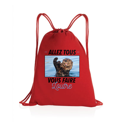 Sac à dos à cordelettes recyclé Allez tous vous faire loutre