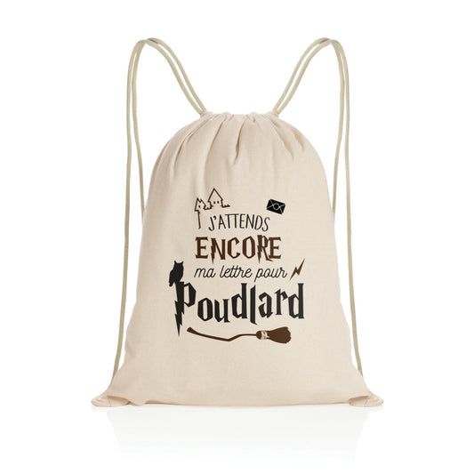 Sac à dos à cordelettes recyclé J'attends encore ma lettre pour Poudlard