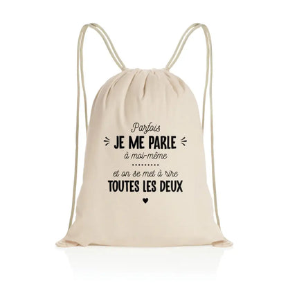 Sac à dos à cordelettes recyclé Je me parle à moi-même