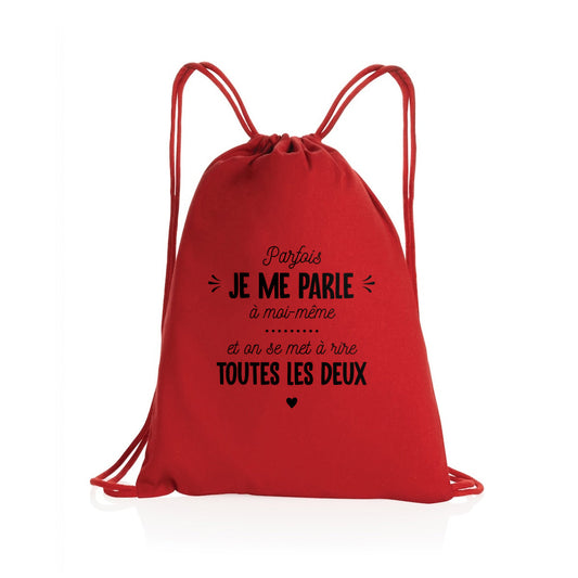 Sac à dos à cordelettes recyclé Je me parle à moi-même