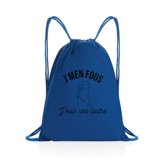 Sac à dos à cordelettes recyclé J'men fous j'suis une loutre