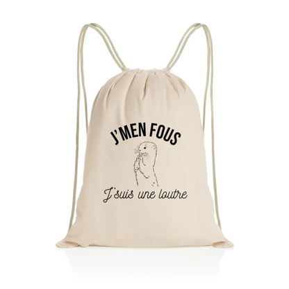 Sac à dos à cordelettes recyclé J'men fous j'suis une loutre