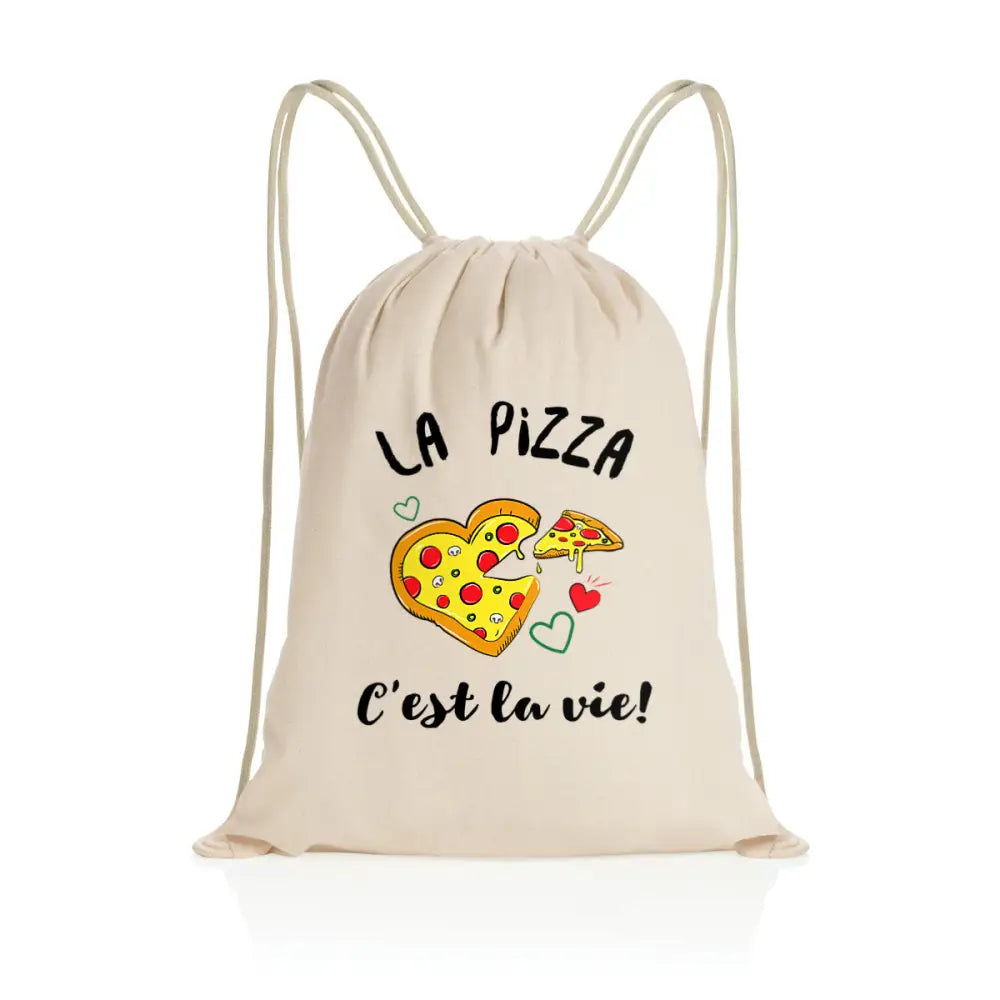 Sac à dos à cordelettes recyclé La pizza c'est la vie