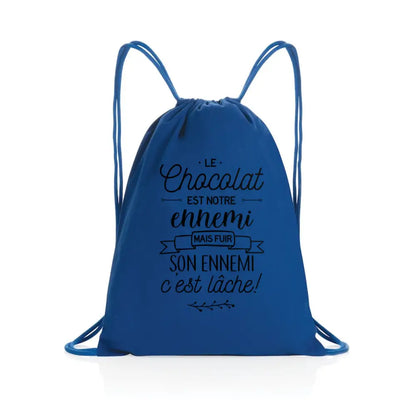 Sac à dos à cordelettes recyc Le chocolat est notre ennemi