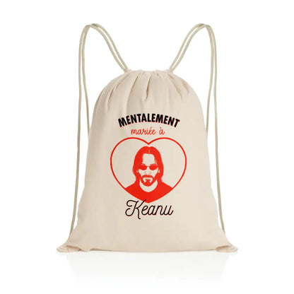 Sac à dos à cordelettes recyclé Mentalement mariée à Keanu
