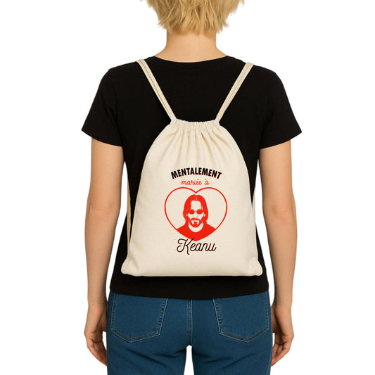 Sac à dos à cordelettes recyclé Mentalement mariée à Keanu