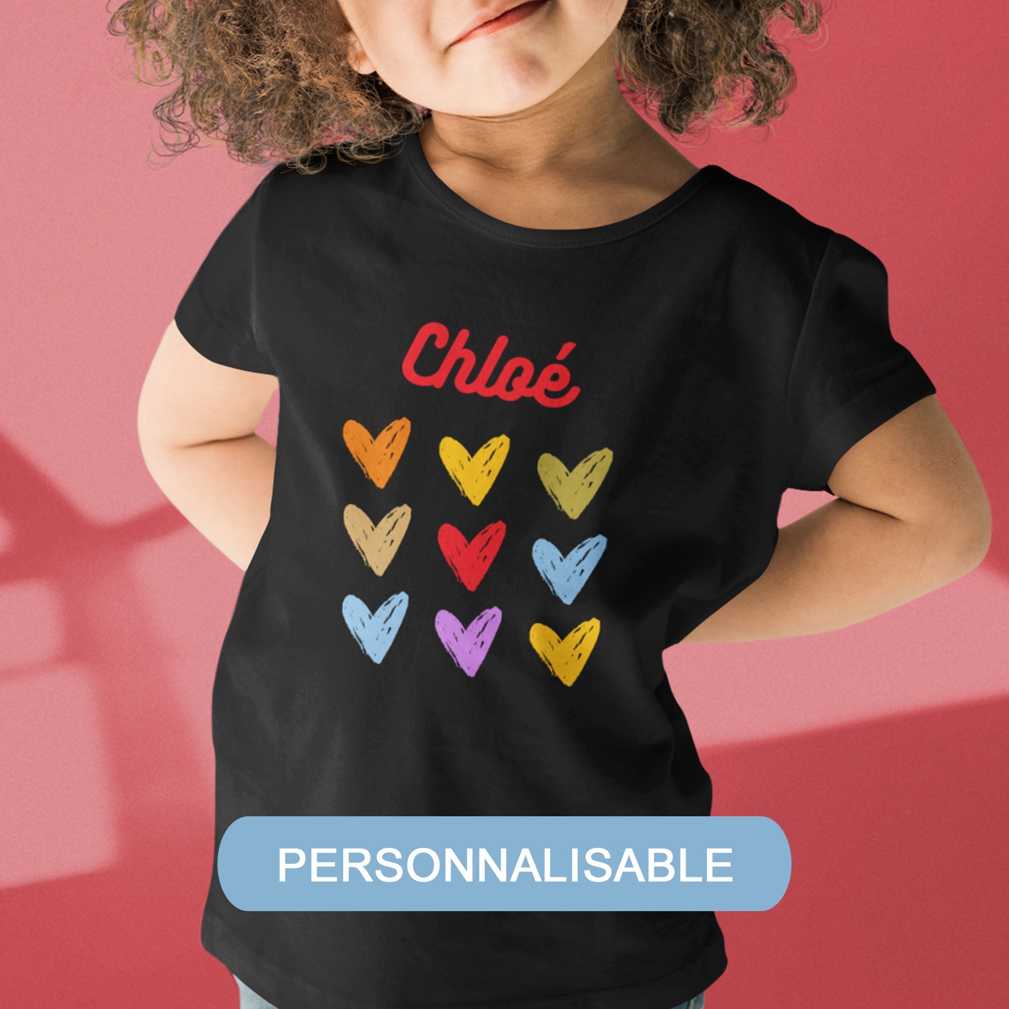 T-shirt enfant Coeur prénom personnalisable