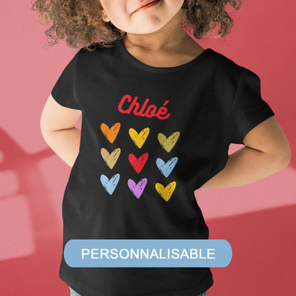 T-shirt enfant Coeur prénom personnalisable