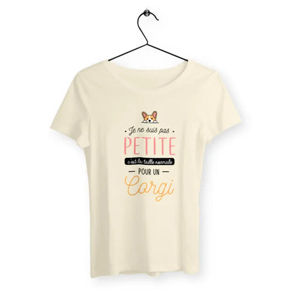 T-shirt femme avec l'inscription "C'est la taille normale pour un corgi" – Un design amusant et original pour celles qui adorent les Corgis et leur taille unique. Parfait pour afficher votre humour et votre amour pour cette race de chien adorable !