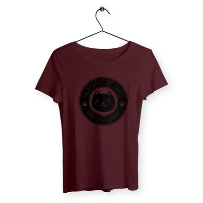 T-shirt femme - Facilement distraite par les chats - face_bordeaux