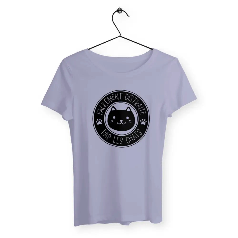 T-shirt femme - Facilement distraite par les chats - face_lavande