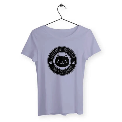 T-shirt femme - Facilement distraite par les chats - face_lavande