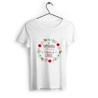 T-shirt femme "Formidable collègue et binôme de choc", design positif et amusant, parfait pour célébrer l'amitié au travail, en coton confortable et coupe moderne.