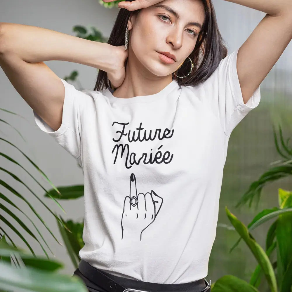T-shirt femme Future Mariée bague fiançailles Premium + en Coton Organique