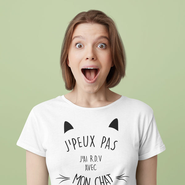 T-shirt femme - J`ai RDV avec mon chat - #shop_name - Premium Plus