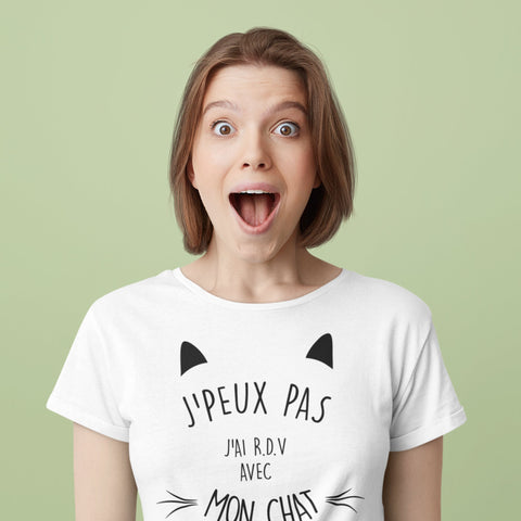 T-shirt femme - J`ai RDV avec mon chat - #shop_name - Premium Plus